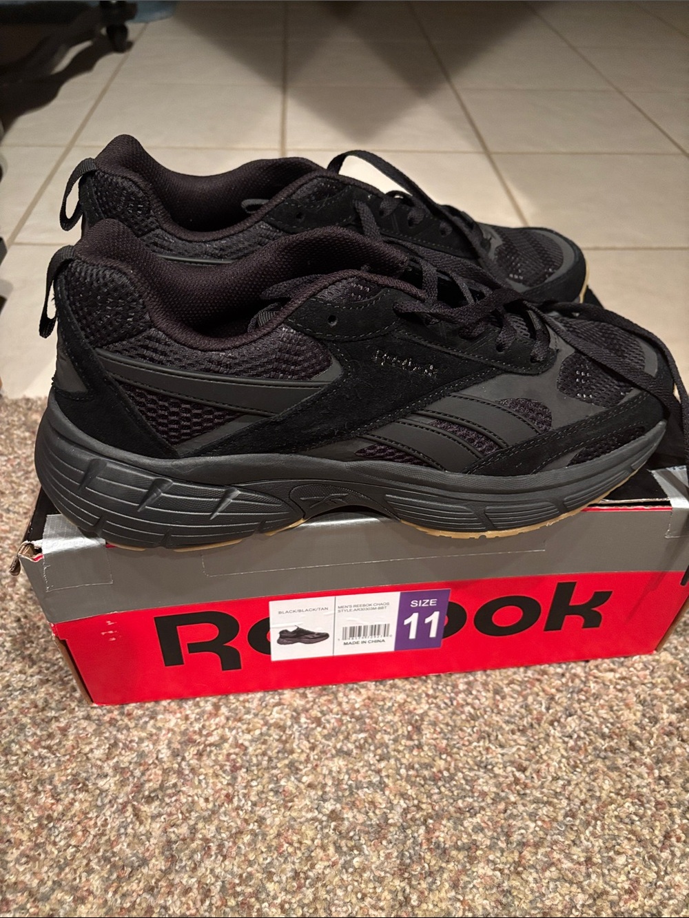 Reebok Men’s Black & Gum Running Sneakers